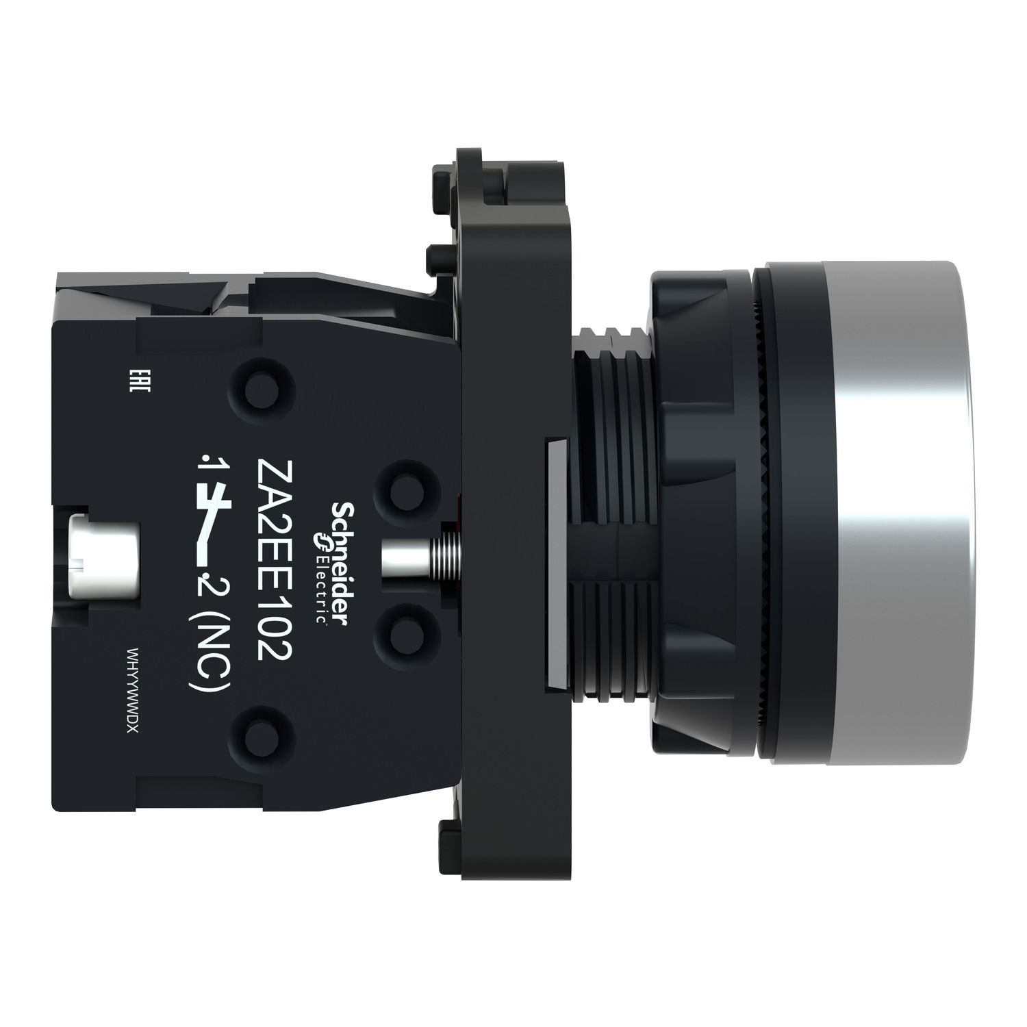 Picture of Complete push button, Easy Harmony XA2, plastic, flush, red, 22mm, spring return, marked STOP, 1NC