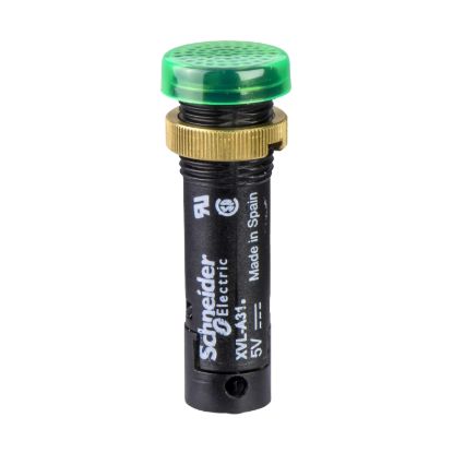 Picture of Pilot light, Harmony XVL, plastic, green, 12mm, covered LED, 24V DC
