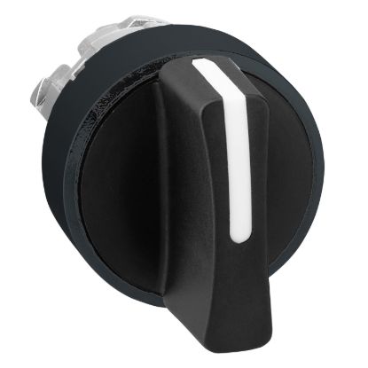 Picture of Head for selector switch, Harmony XB4, black metal, black, 22mm, 3 positions, sping return to center