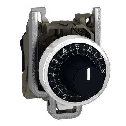 Picture of Potentiometer head, Harmony XB4, metal,black, 22mm, for use with 6.35mm shaft
