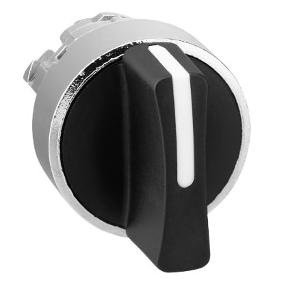 Picture of Head for selector switch, Harmony XB4, metal, black, 22mm, 3 positions, spring return from right to center