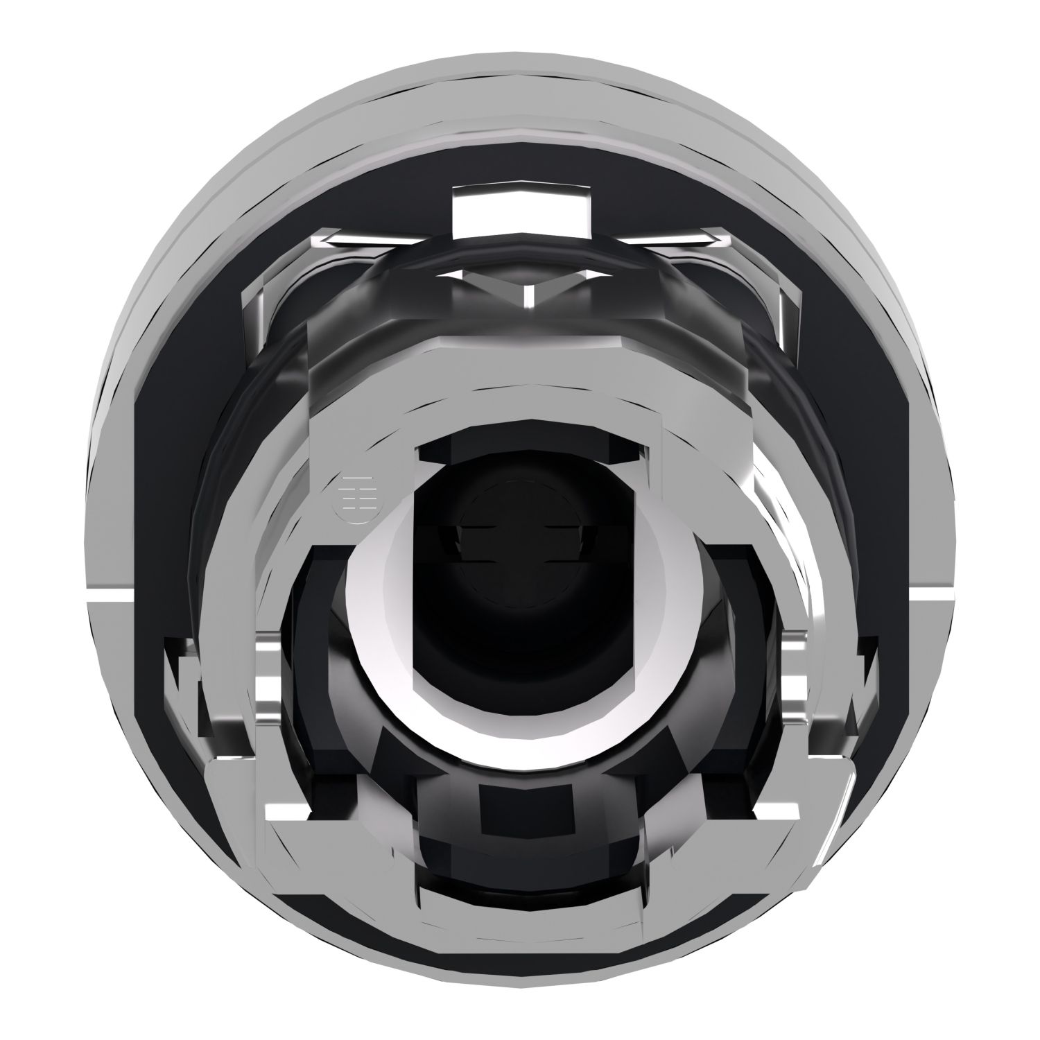 Picture of Head for illuminated push button, Harmony XB4, metal, white flush, 22mm, universal LED, spring return, plan lens