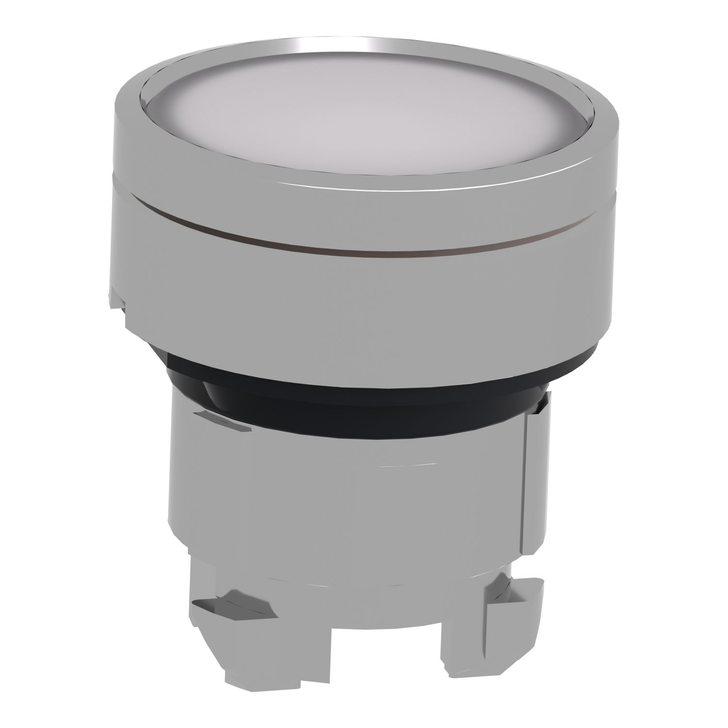 Picture of Head for illuminated push button, Harmony XB4, metal, white flush, 22mm, universal LED, spring return, plan lens