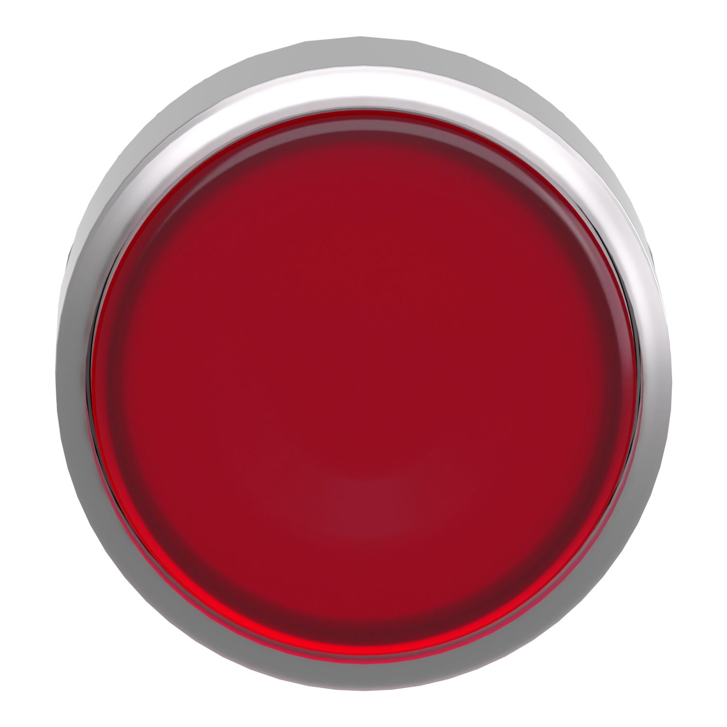 Picture of Head for illuminated push button, Harmony XB4, metal, red flush, 22mm, universal LED, spring return, plan lens, unmarked