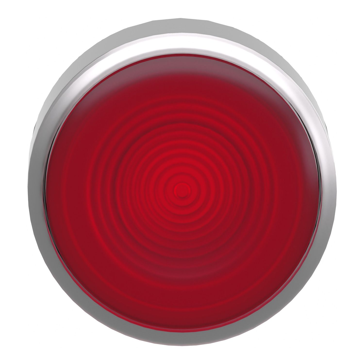 Picture of Head for illuminated push button, Harmony XB4, metal, red flush, 22mm, universal LED, spring return, grooved lens
