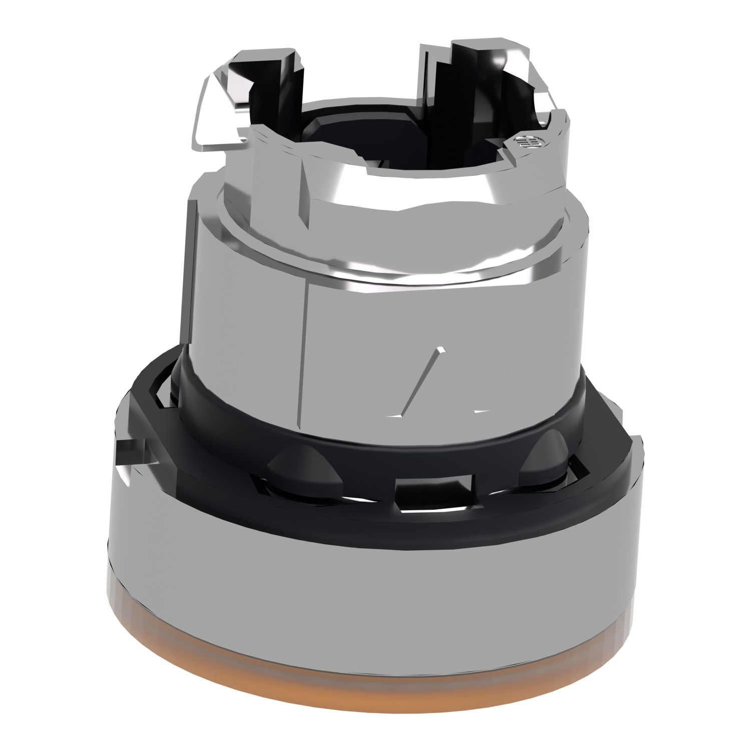 Picture of Head for illuminated push button, Harmony XB4, metal, orange flush, 22mm, universal LED, spring return, plan lens
