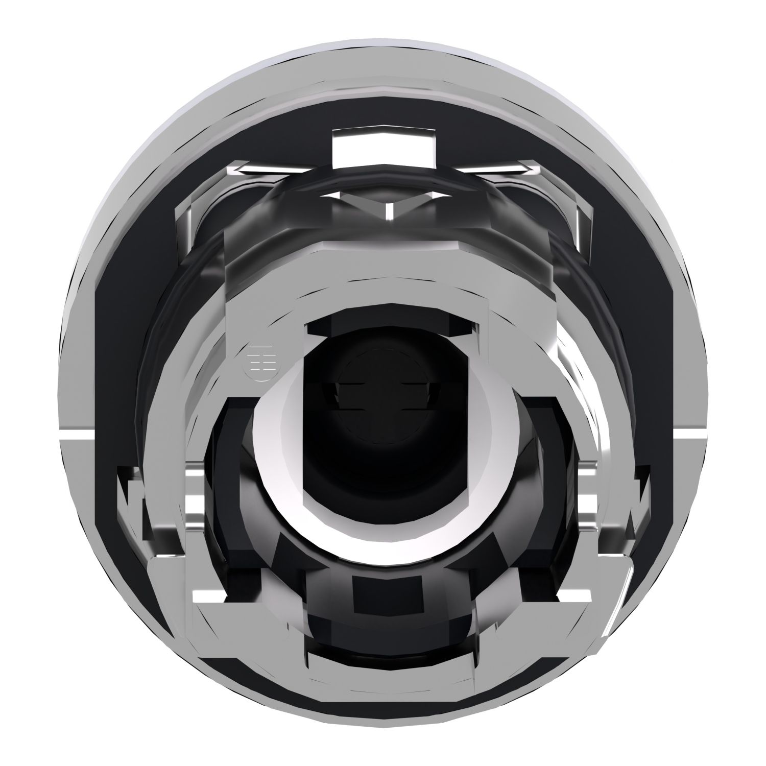 Picture of Head for illuminated push button, Harmony XB4, metal, blue flush, 22mm, universal LED, spring return, plan lens, unmarked
