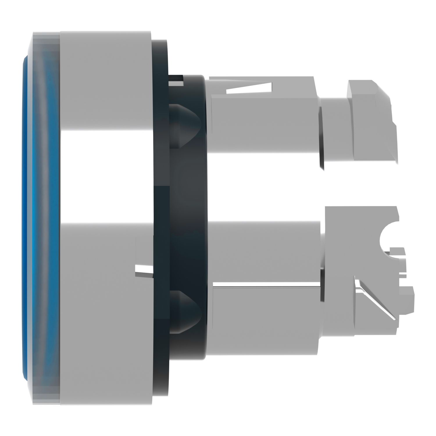 Picture of Head for illuminated push button, Harmony XB4, metal, blue flush, 22mm, universal LED, spring return, plan lens, unmarked