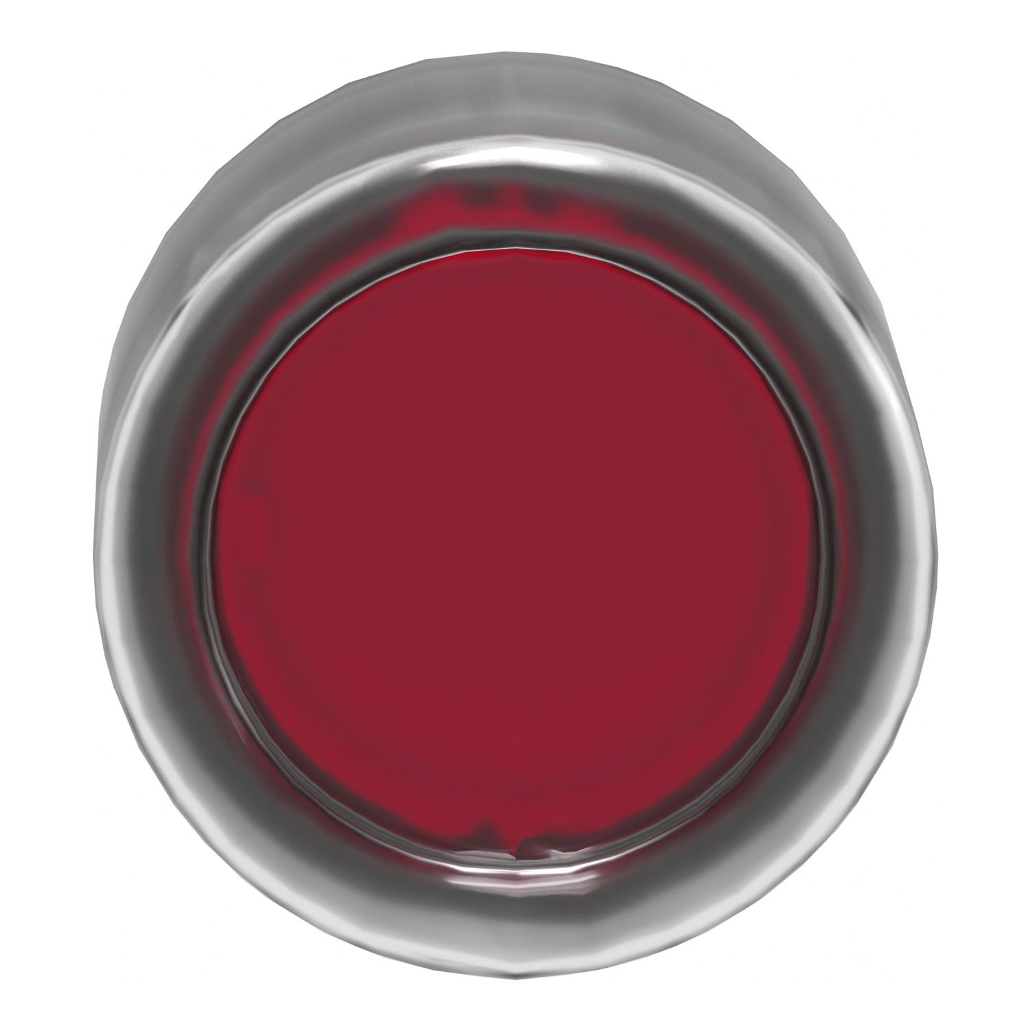 Picture of Head for illuminated push button, Harmony XB4, metal, red flush, 22mm, universal LED, spring return, clear boot, unmarked