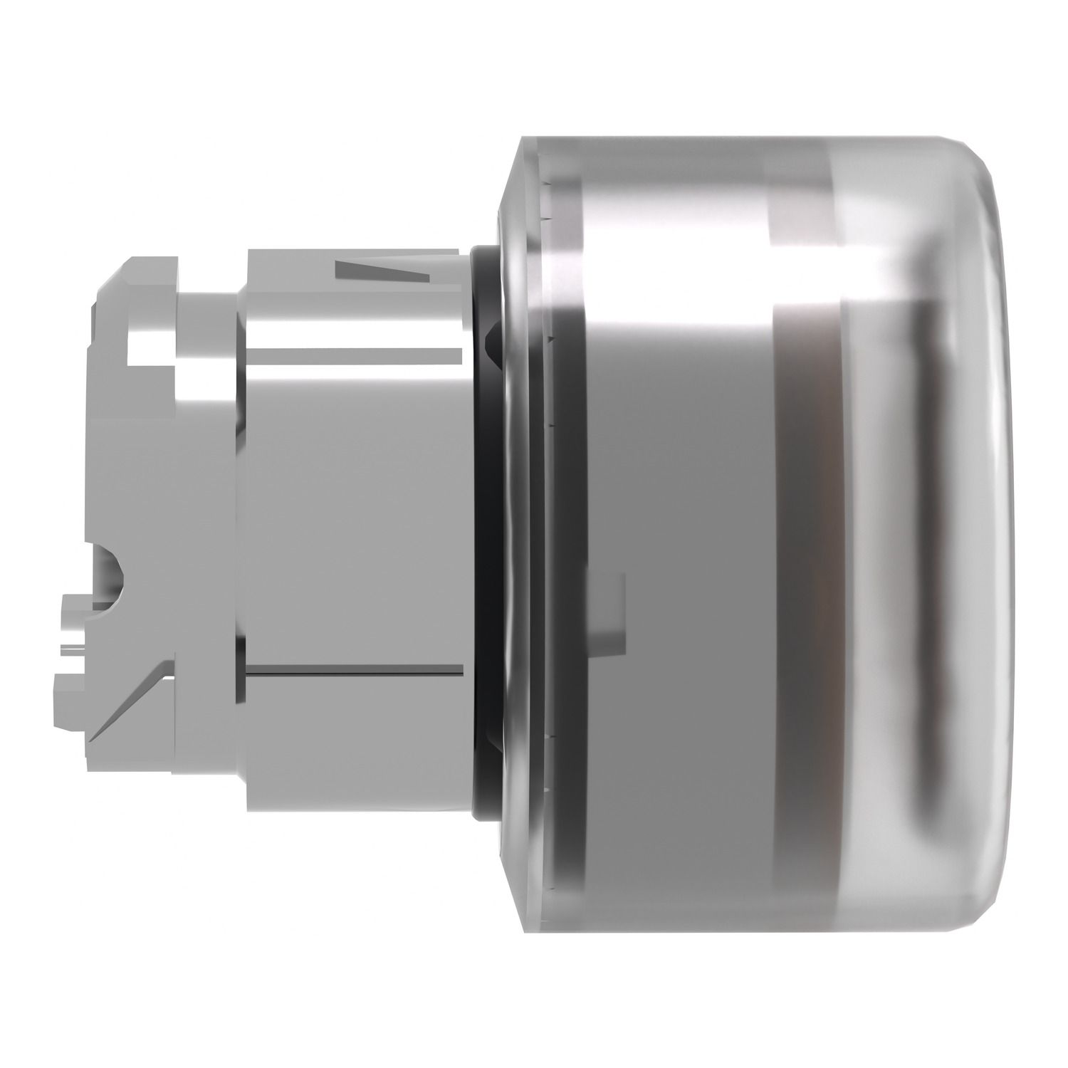Picture of Head for illuminated push button, Harmony XB4, metal, orange flush, 22mm, universal LED, spring return, clear boot