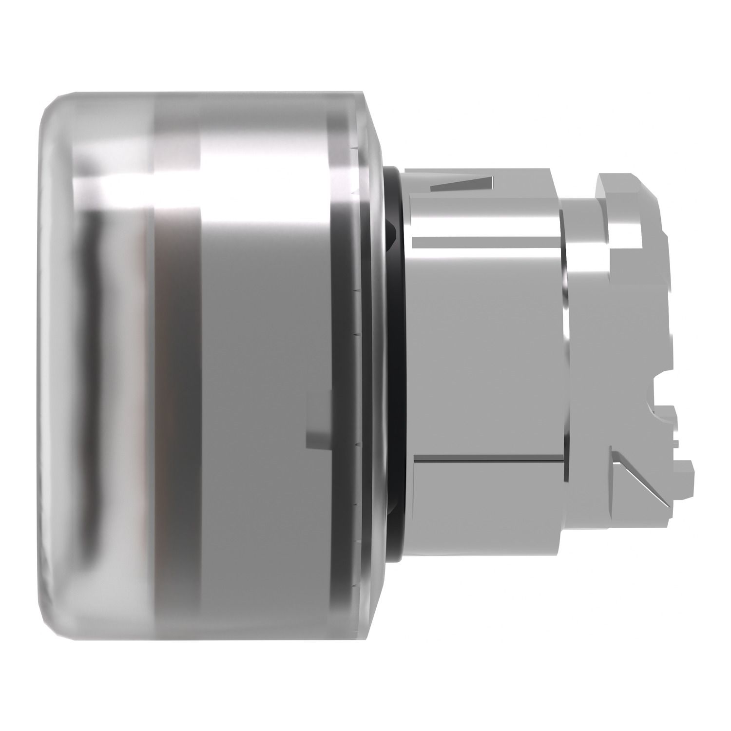Picture of Head for illuminated push button, Harmony XB4, metal, orange flush, 22mm, universal LED, spring return, clear boot