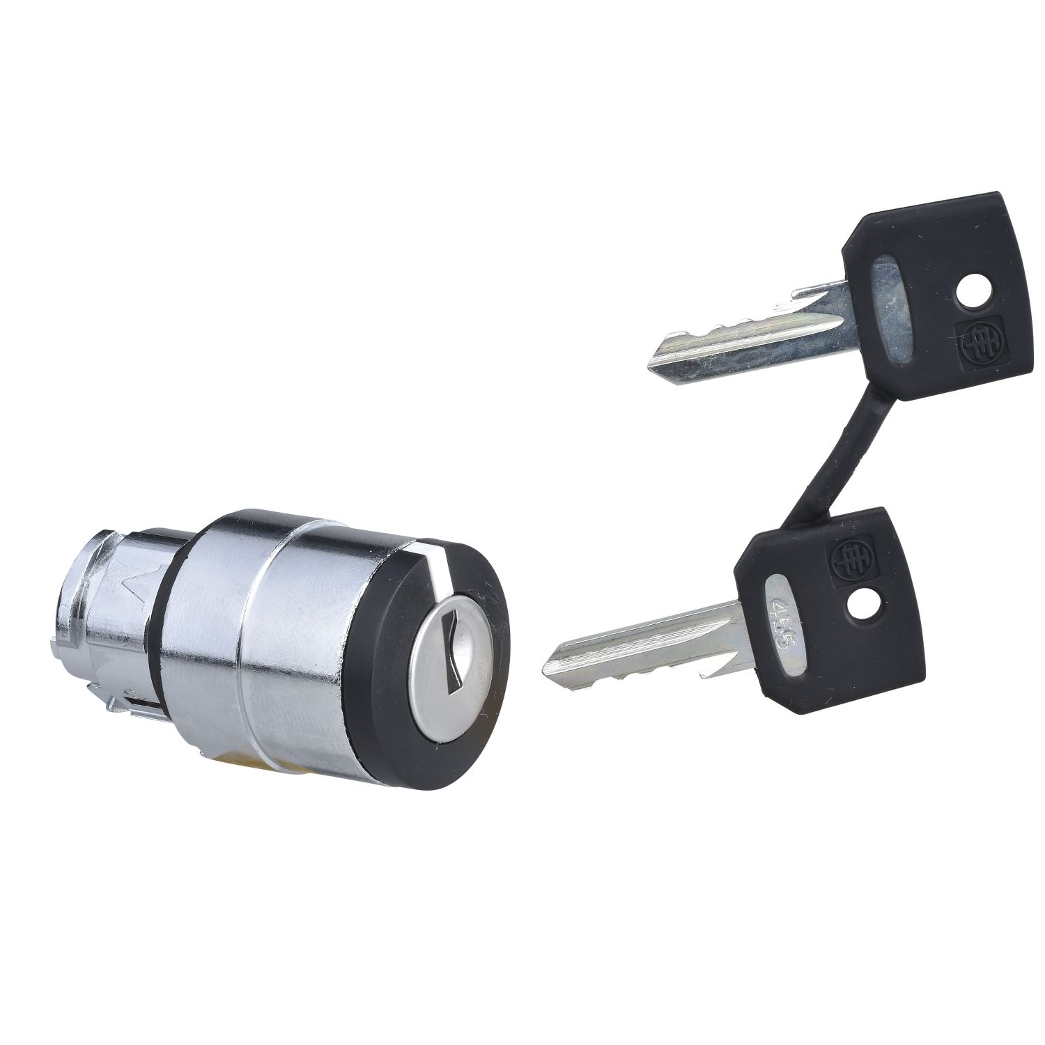Picture of Head for key selector switch, Harmony XB4, black key, 22mm, 3 positions, right key withdrawal, stay put, key 455