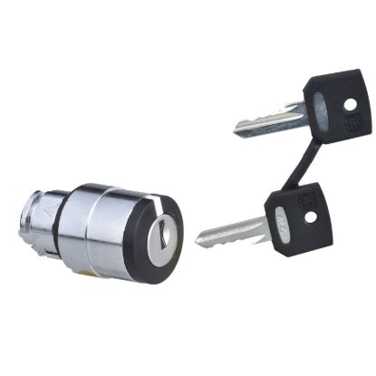 Picture of Head for key selector switch, Harmony XB4, black key, 22mm, 3 positions, right key withdrawal, spring return, key 455