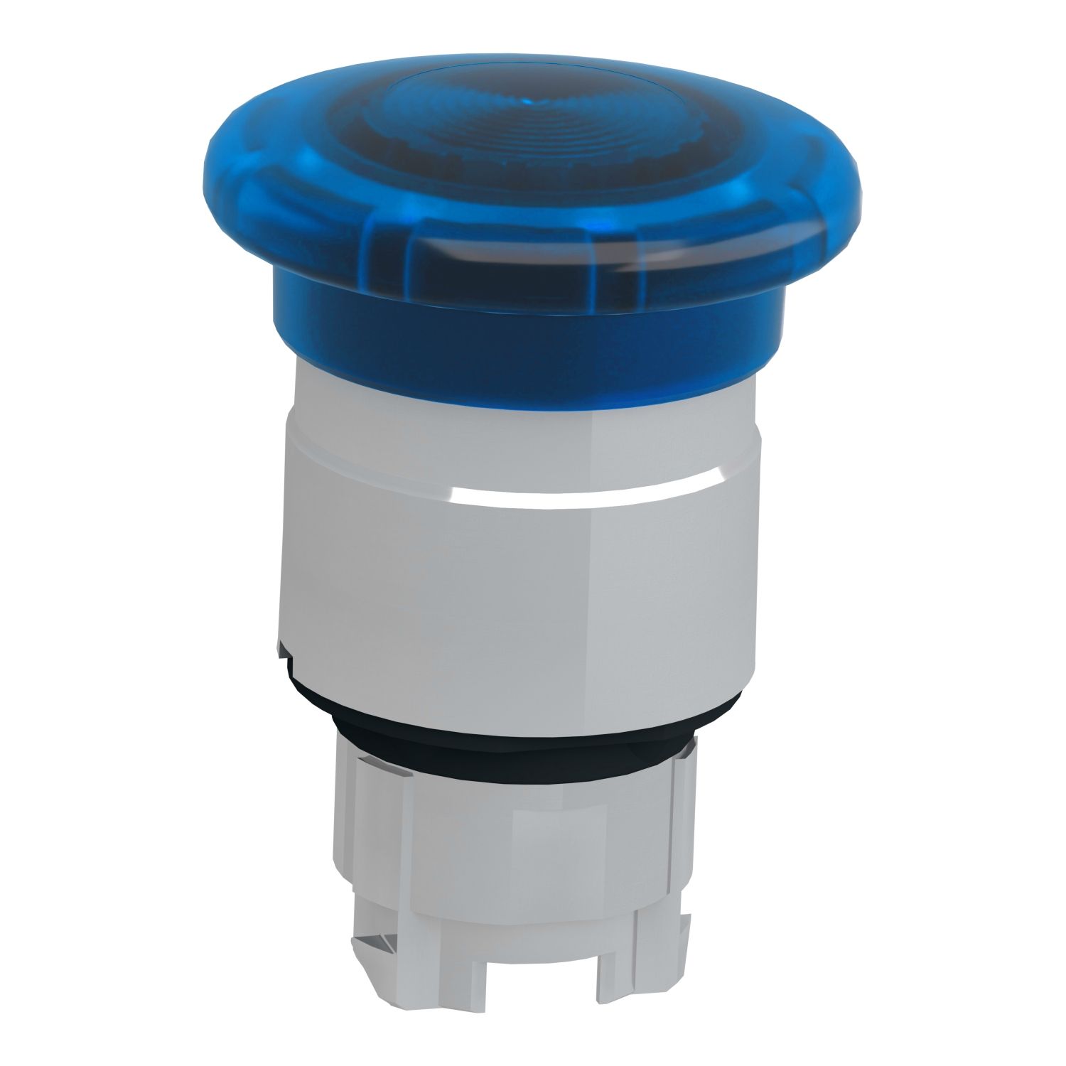 Picture of Head for illuminated push button, Harmony XB4, metal, blue mushroom 40mm, 22mm, universal LED, latching push pull