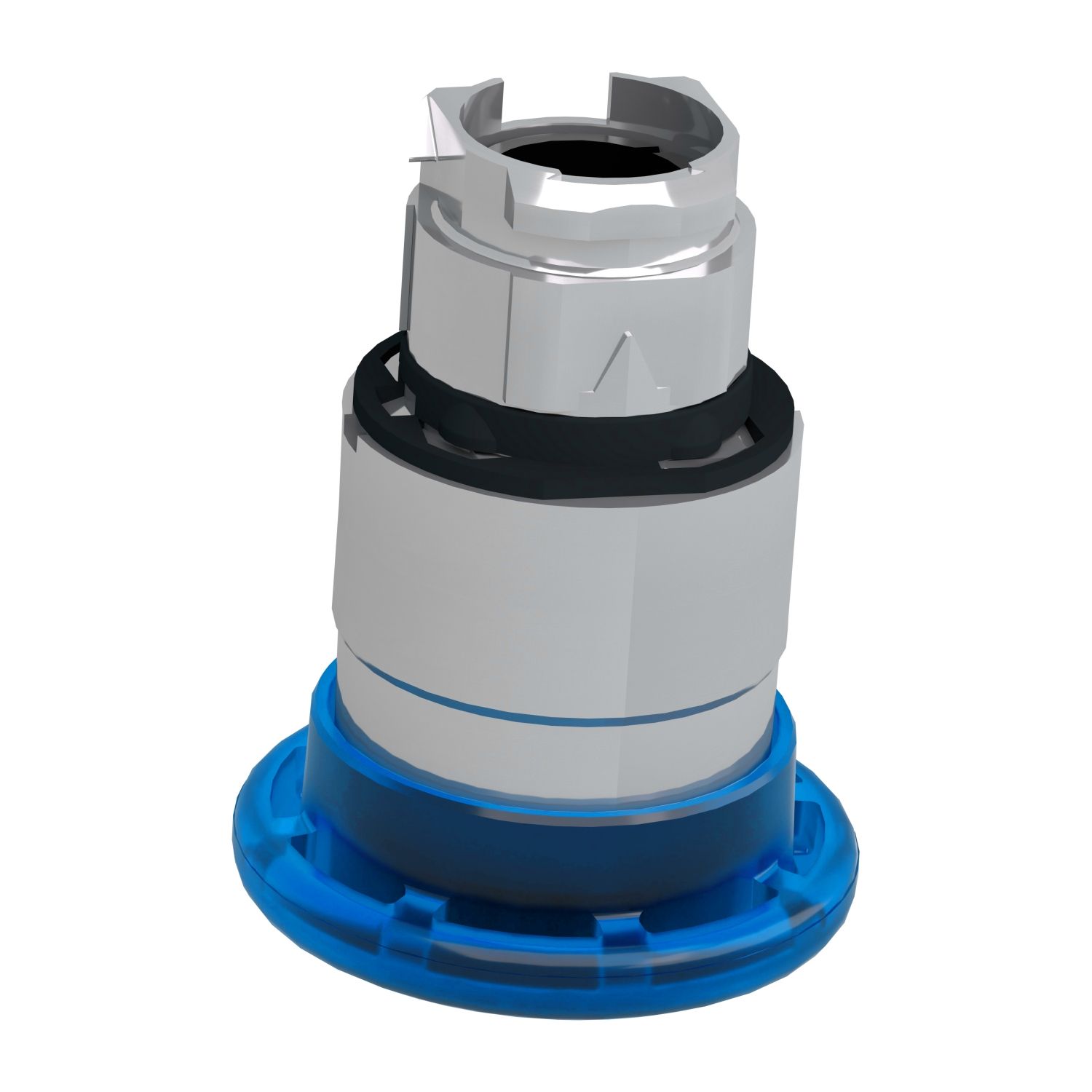 Picture of Head for illuminated push button, Harmony XB4, metal, blue mushroom 40mm, 22mm, universal LED, latching push pull