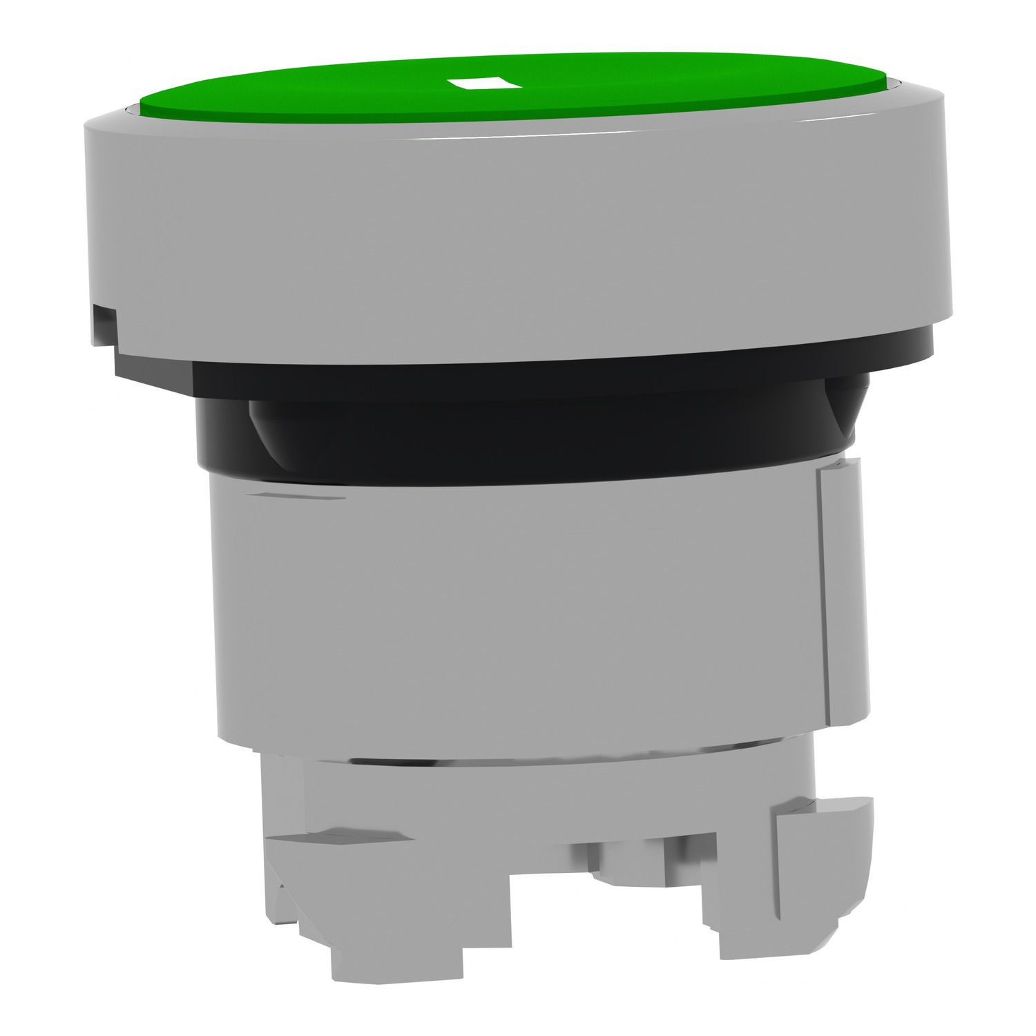 Picture of Push button head, Harmony XB4, metal, flush, green, 22mm, spring return, marked I