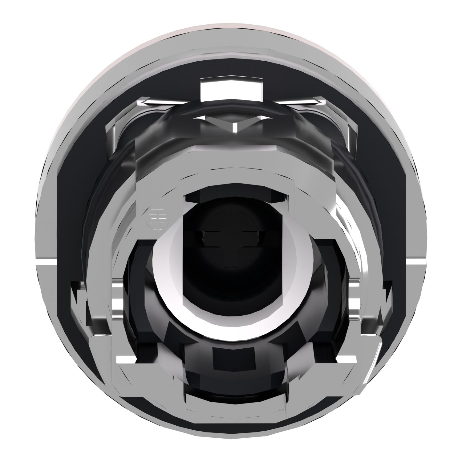 Picture of Head for illuminated push button, Harmony XB4, metal, red flush, 22mm, universal LED, spring return, for insertion legend