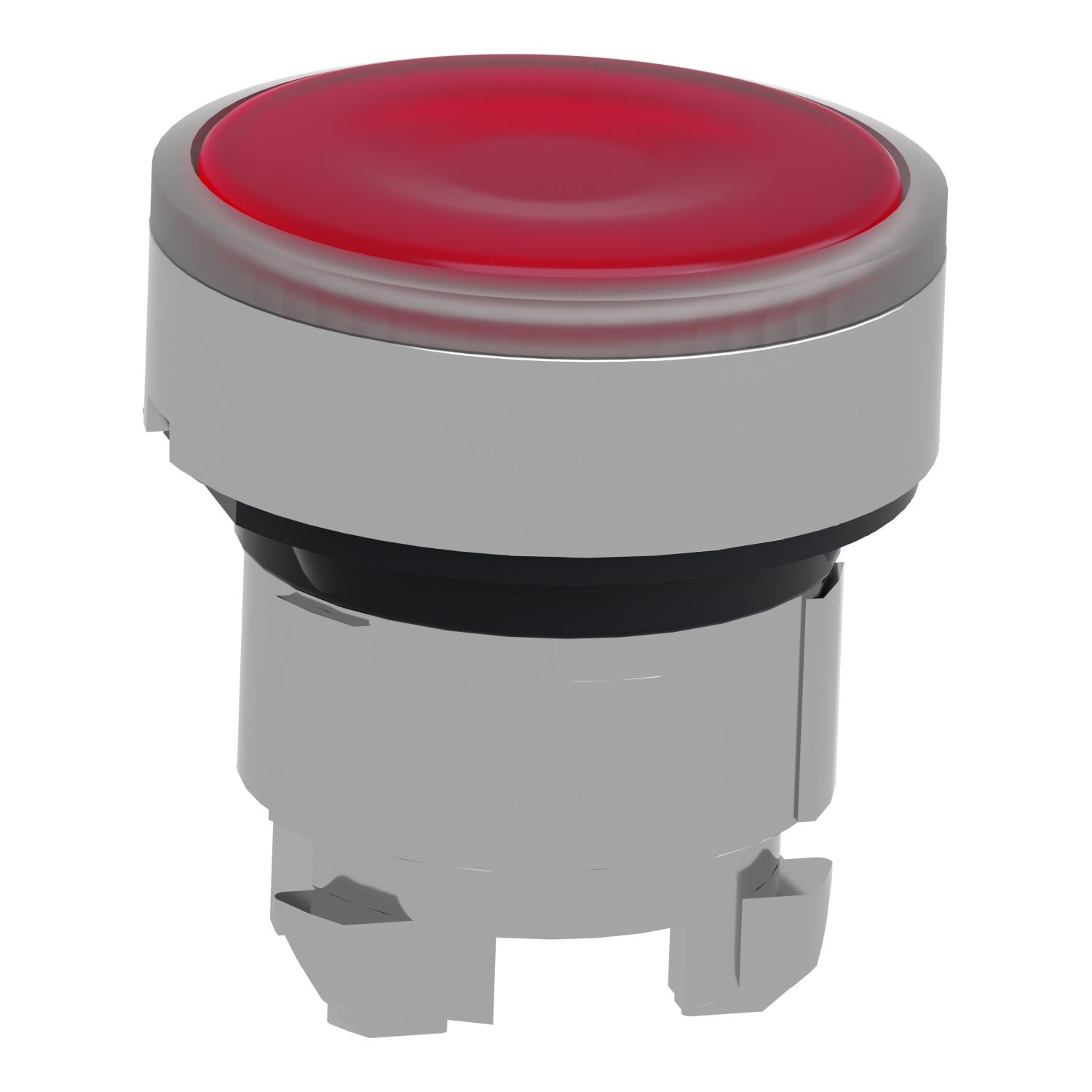 Picture of Head for illuminated push button, Harmony XB4, metal, red flush, 22mm, universal LED, spring return, for insertion legend