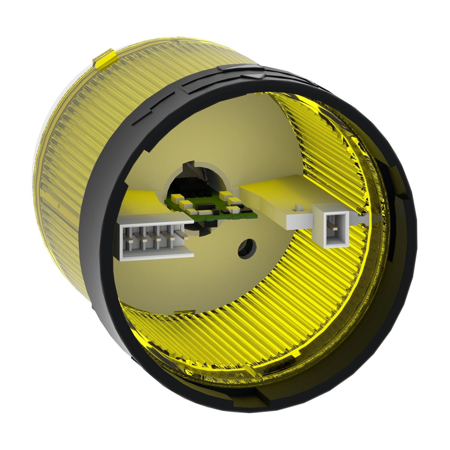 Picture of Indicator bank, Harmony XVB, illuminated unit, plastic, yellow, 70mm, flashing, for bulb or LED, 24V AC, 24...48V DC
