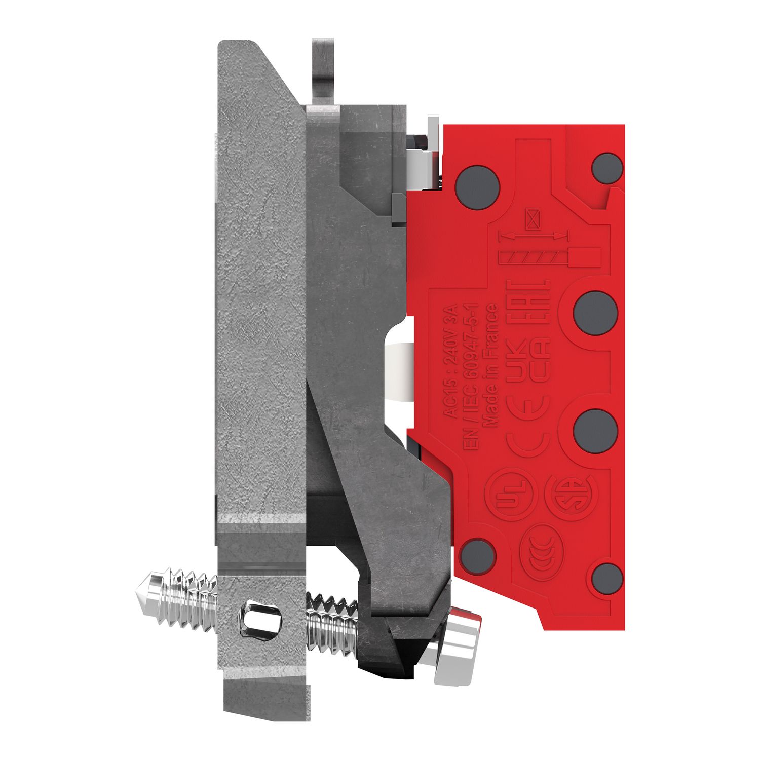 Picture of Complete body contact assembly, Harmony XB4, single contact, with fixing collar, metal, 1 NC, compact push in terminals