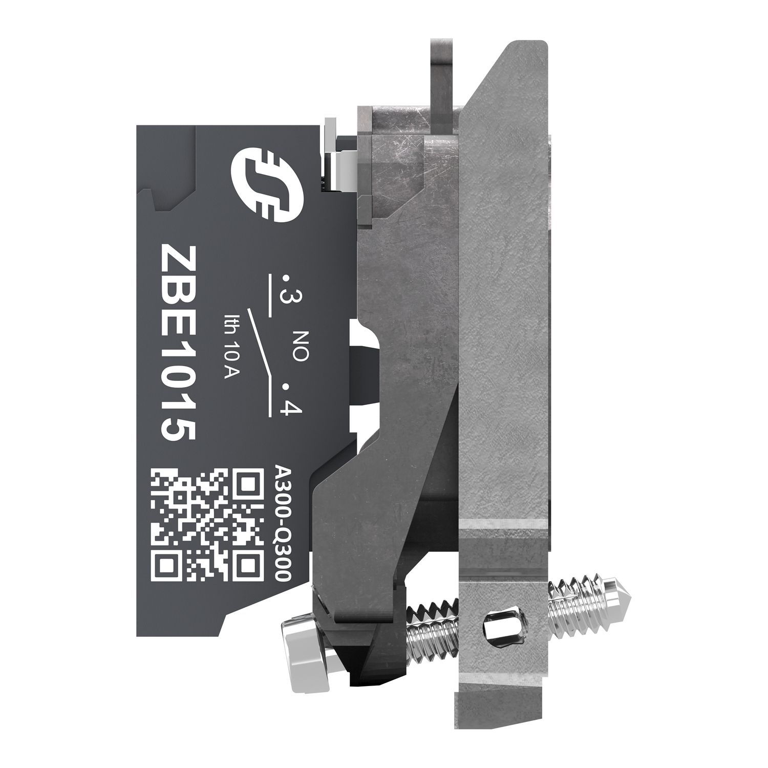 Picture of Complete body contact assembly, Harmony XB4, single contact, with fixing collar, metal, 1 NO, compact push in terminals