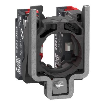 Picture of Complete body contact assembly, Harmony XB4, single contact, with fixing collar, metal, 2 NC, compact push in terminals