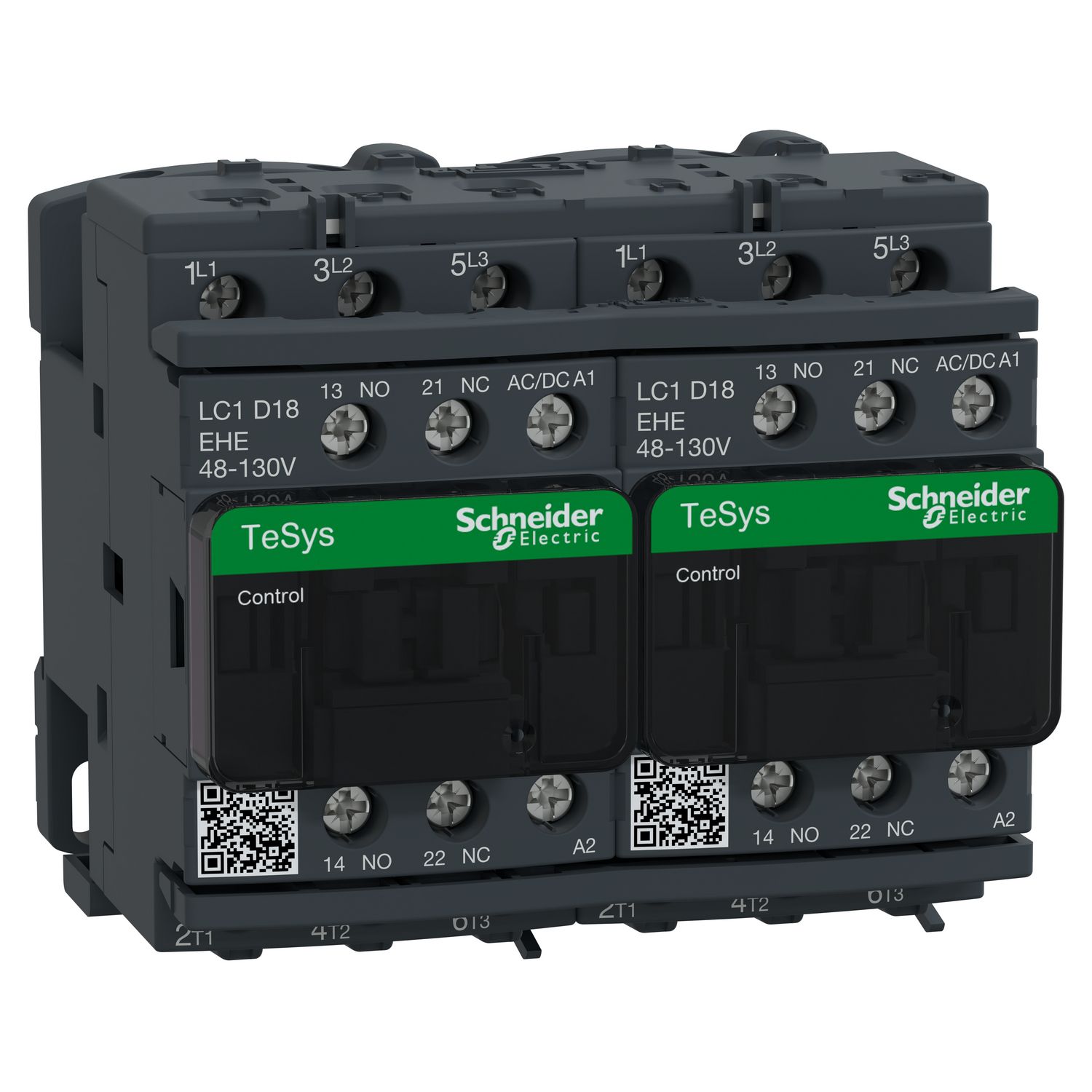 Picture of Reversing Contactor, TeSys D, TeSys Deca, 3P(3 NO), AC-3, 0 to 440V, 18A, 48 to 130VAC/DC coil