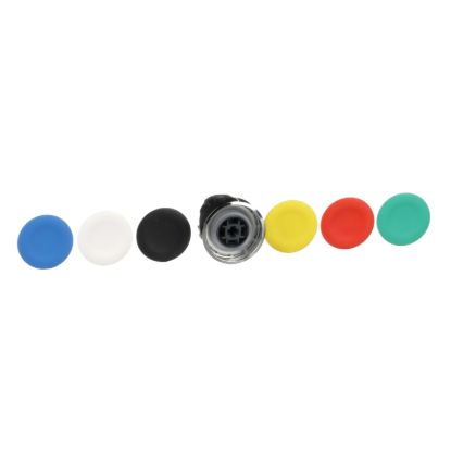 Picture of Head for non illuminated push button, Harmony XB4, metal, flush, 22mm, spring return, with 6 coloured caps unmarked