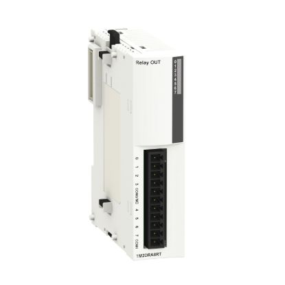 Picture of I/O expansion module, Modicon M238 logic controller, Twido, 8 outputs relay, 1 removable screw terminal block, wear part