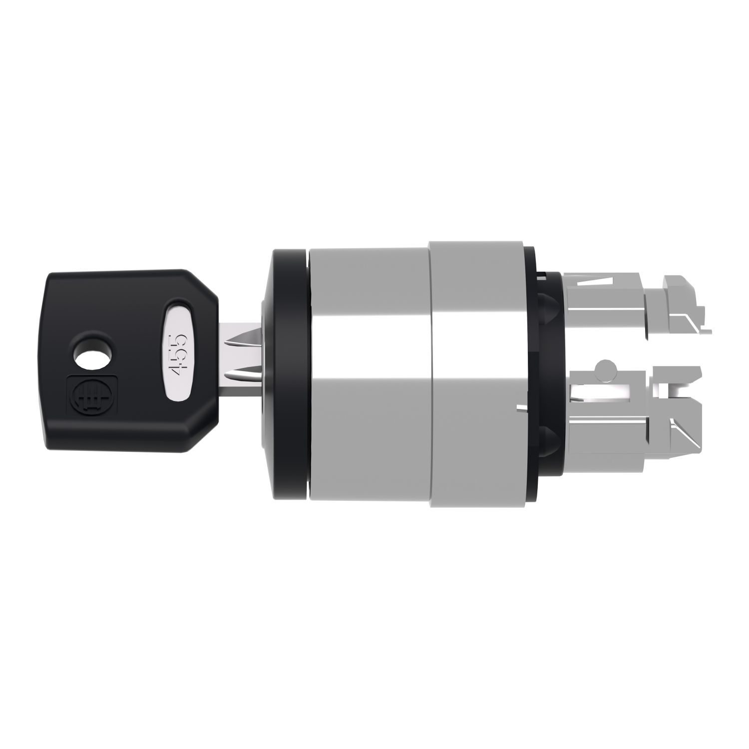 Picture of Key switch selector head, Harmony XB4, metal, black, 22mm, key 421E, 2 positions, stay put