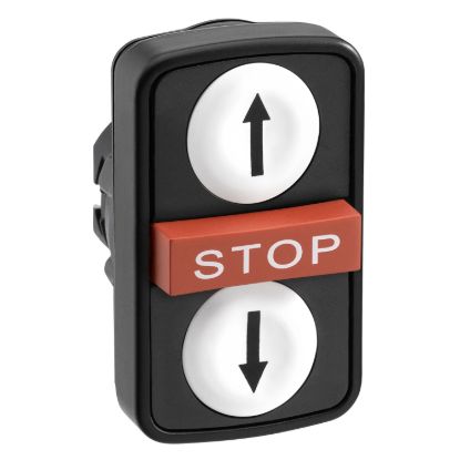 Picture of Head for triple headed push button, Harmony XB5, XB4, white flush/red projecting/white flush pushbutton 22mm with marking