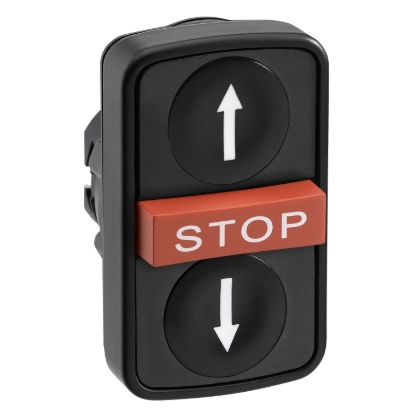 Picture of Head for triple headed push button, Harmony XB5, black flush/red projecting/black flush pushbutton 22mm with marking
