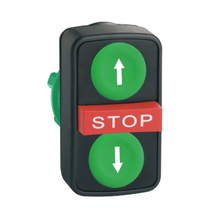 Picture of Head for triple headed push button, Harmony XB5, XB4, green flush/red projecting/green flush pushbutton 22mm with marking