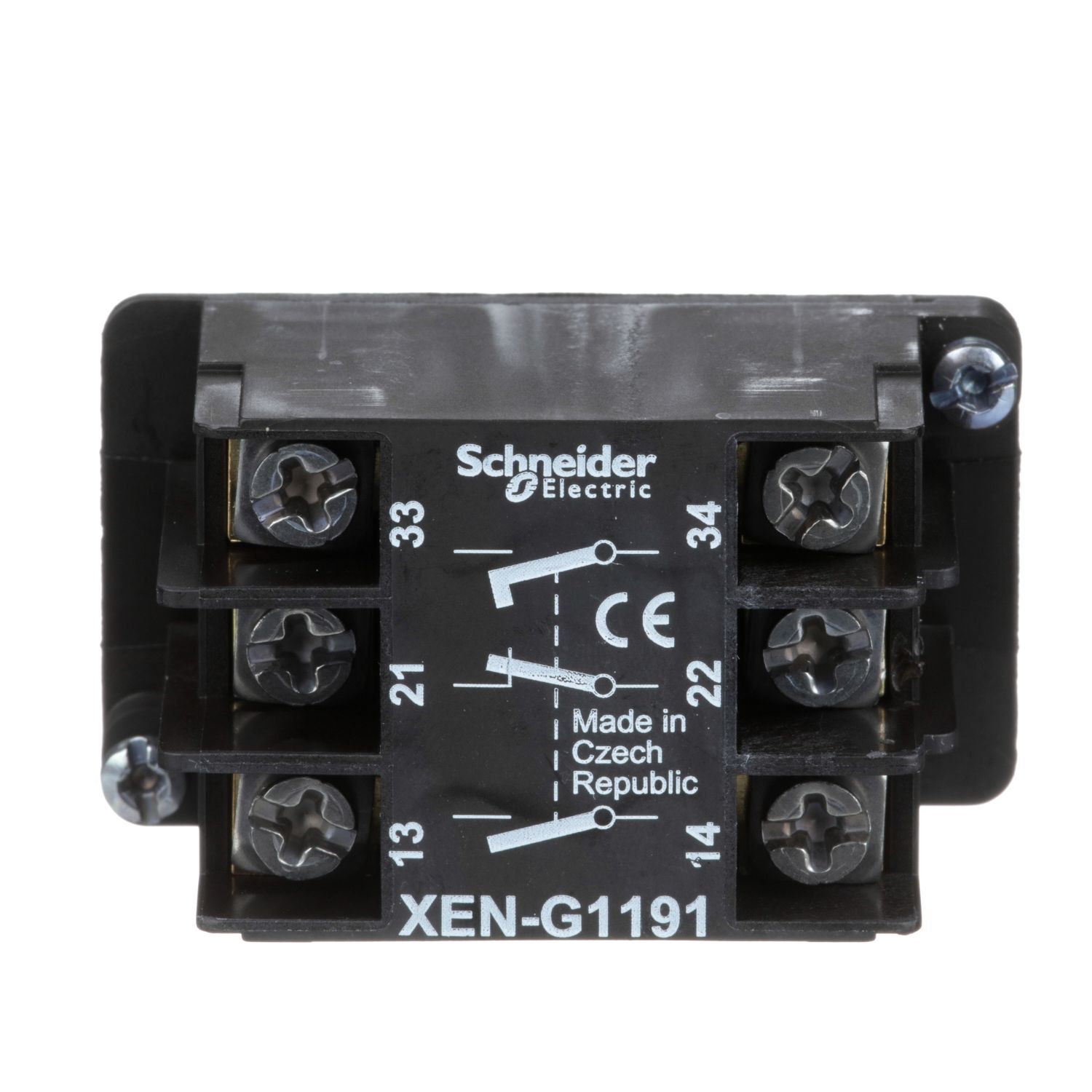 Picture of Single contact block, Harmony XAC, spring return, 2 speed, spring return, front mounting, 2NO+1NC