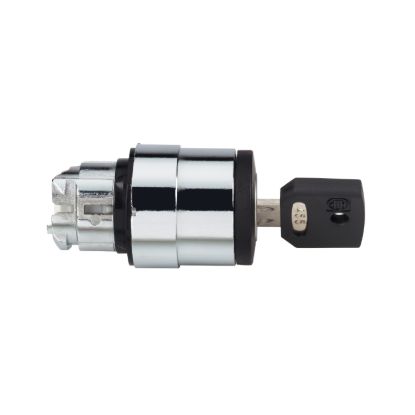 Picture of Head for key selector switch, Harmony XB4, metal, black, 22mm, key 455, 2 positions, spring return right to left