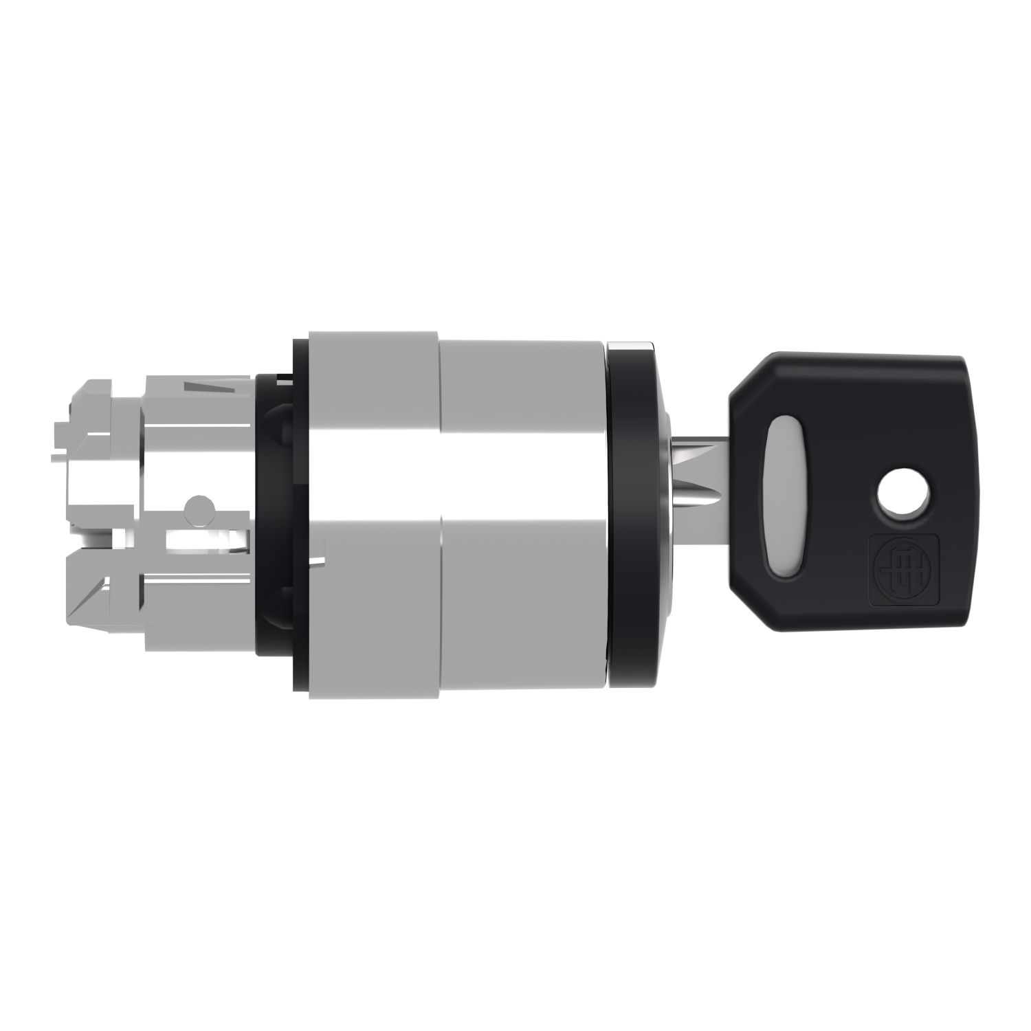 Picture of Key switch selector head, Harmony XB4, metal, black, 22mm, key 455, 3 positions, stay put