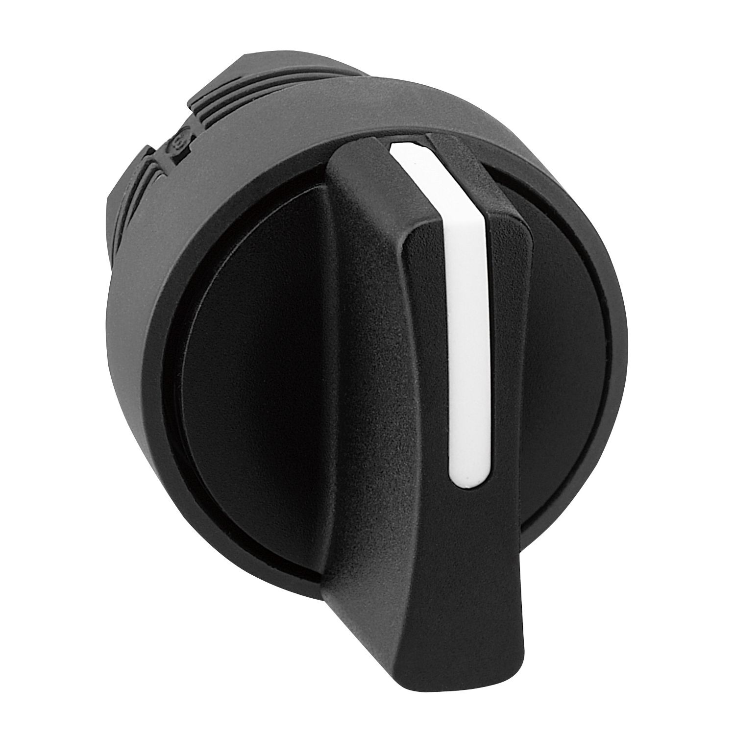 Picture of Head for selector switch, Harmony XB5, plastic, black, 22mm, 3 positions, spring return from right to center
