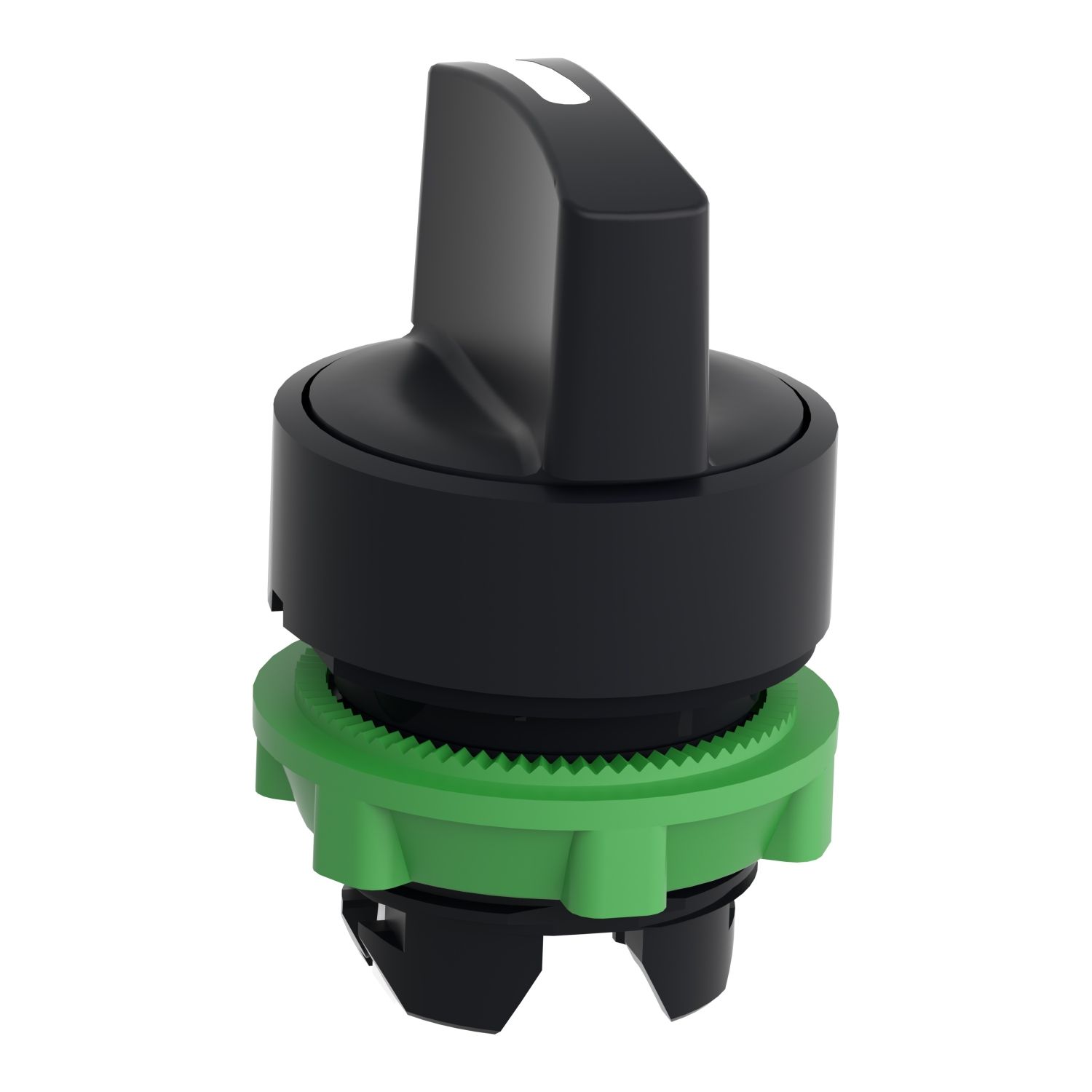 Picture of Head for selector switch, Harmony XB5, plastic, black, 22mm, 3 positions, spring return from right to center