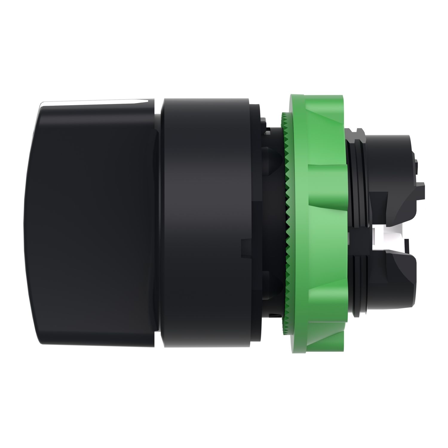 Picture of Head for selector switch, Harmony XB5, plastic, black, 22mm, 3 positions, spring return from right to center