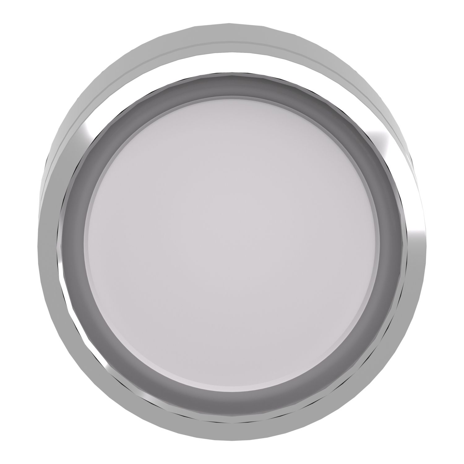Picture of Head for illuminated push button, Harmony XB4, metal, white flush, 22mm, universal LED, push push, unmarked