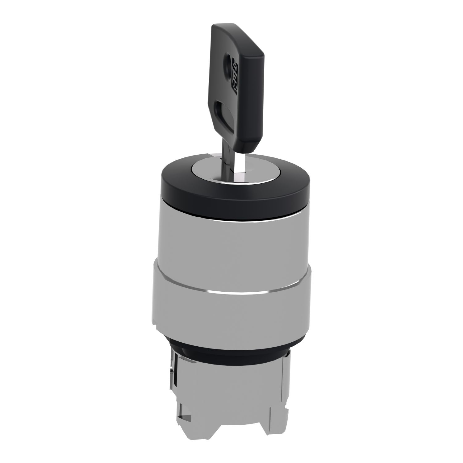 Picture of Key switch selector head, Harmony XB4, metal, black, 22mm, key 455, 3 positions, spring return to center