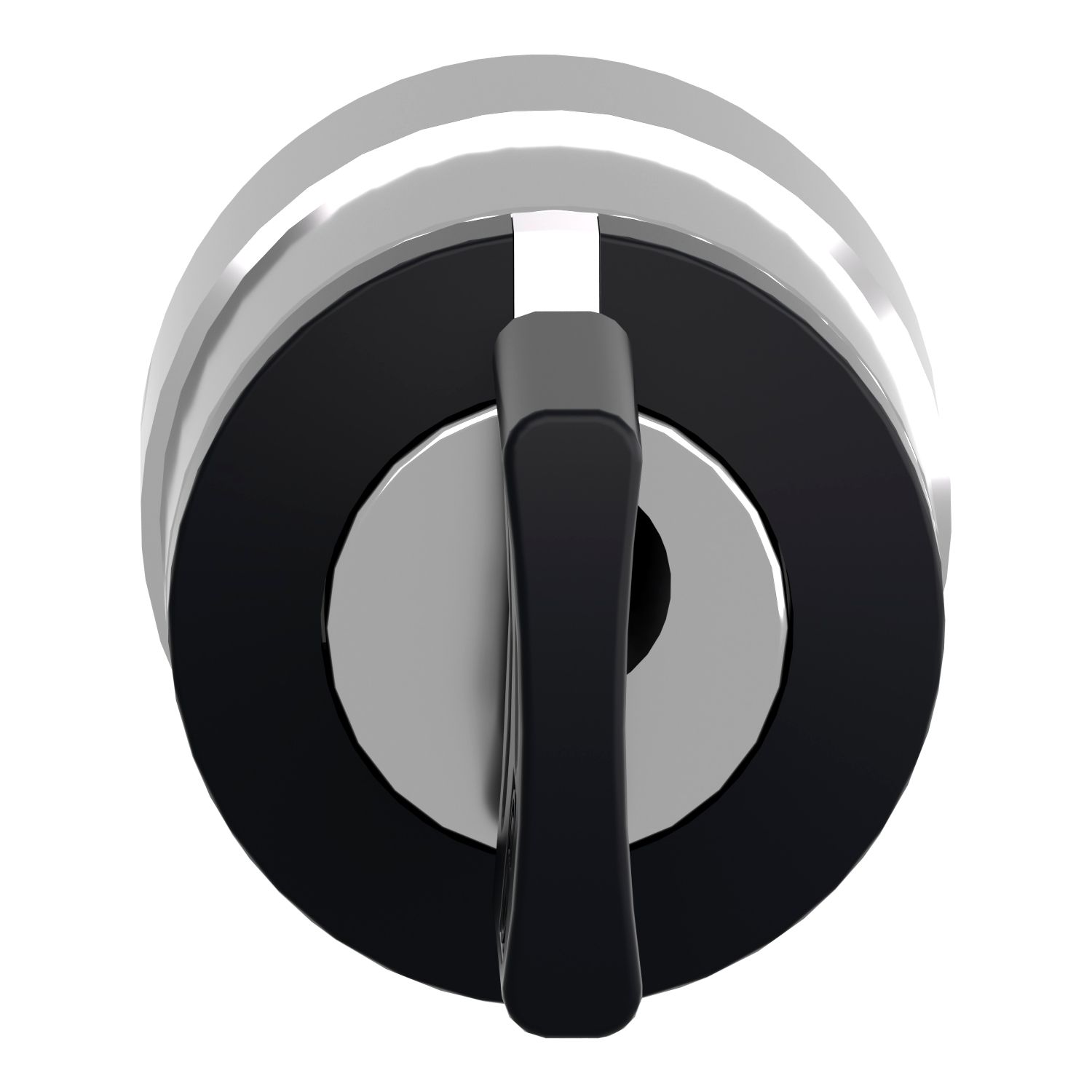 Picture of Key switch selector head, Harmony XB4, metal, black, 22mm, key 455, 3 positions, spring return to center