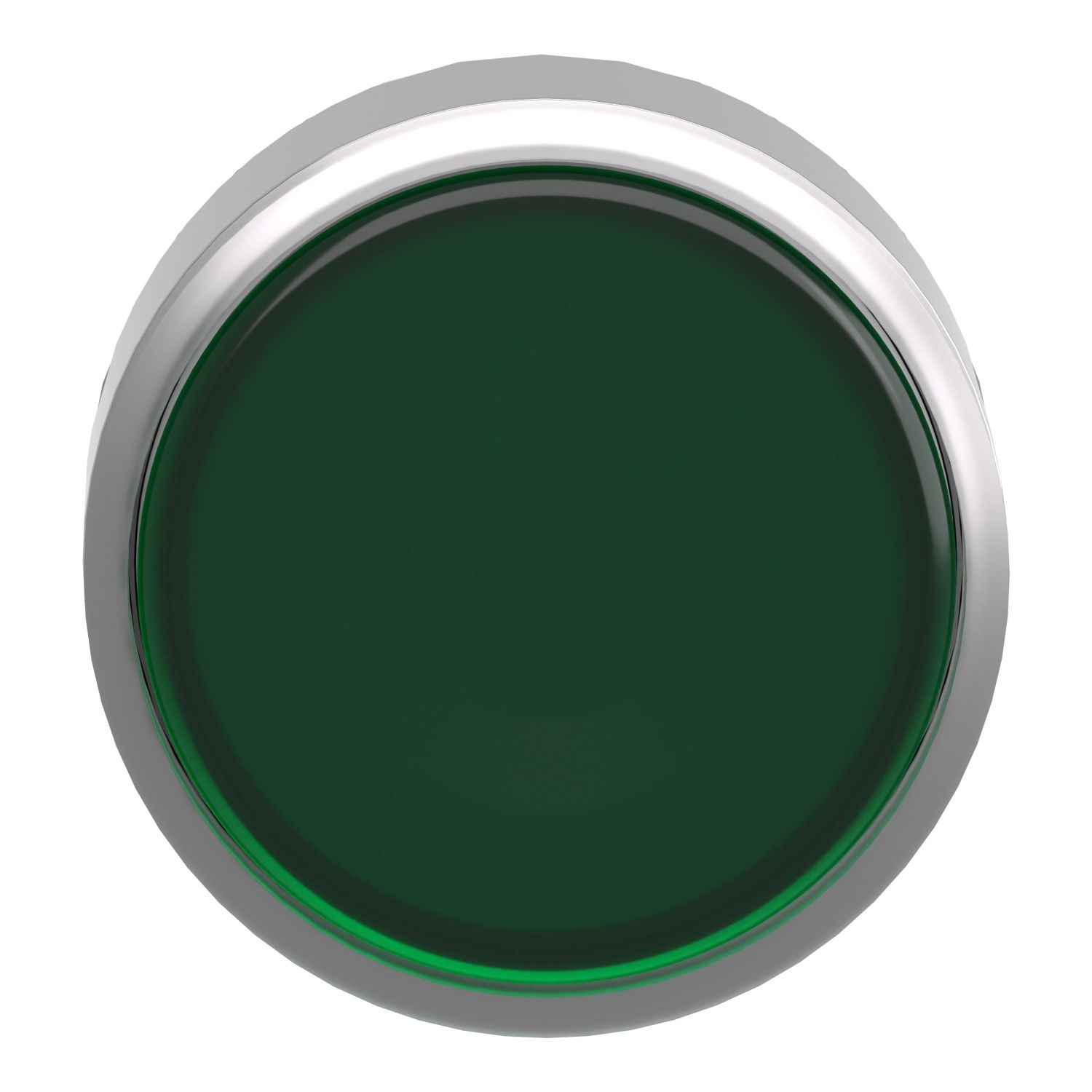 Picture of Head for illuminated push button, Harmony XB4, metal, green flush, 22mm, universal LED, push push, unmarked