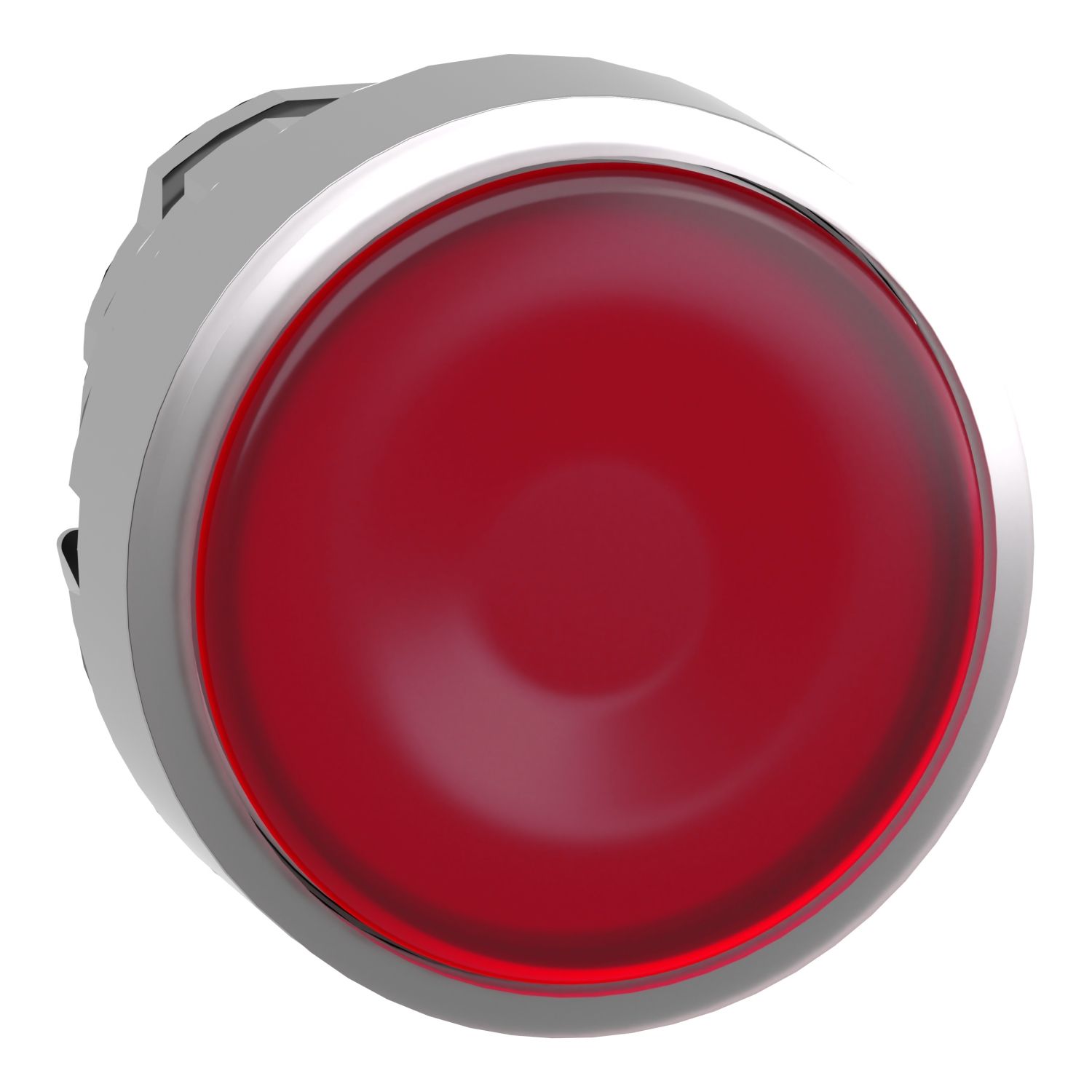 Picture of Head for illuminated push button, Harmony XB4, metal, red flush, 22mm, universal LED, push push, unmarked