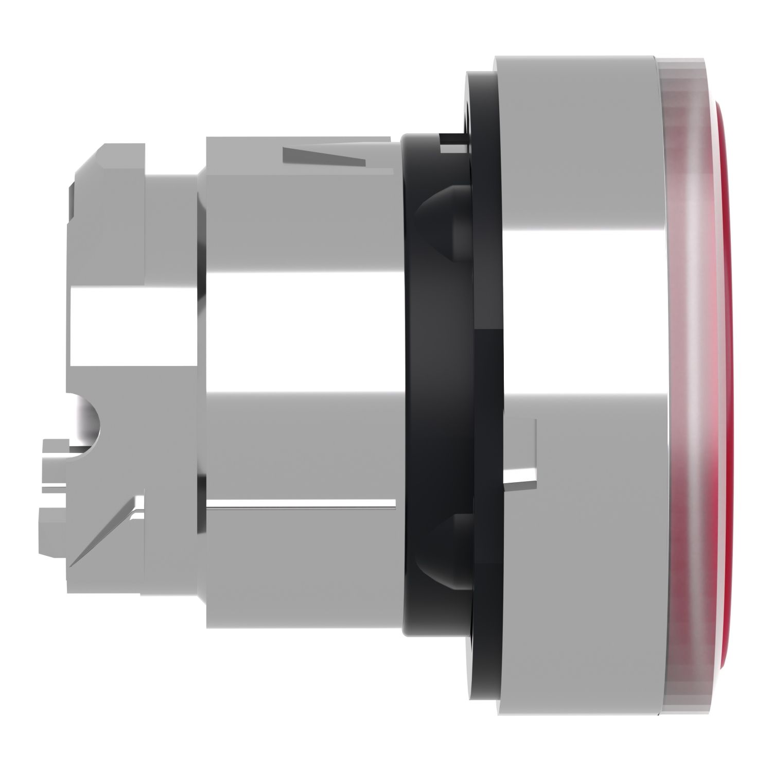 Picture of Head for illuminated push button, Harmony XB4, metal, red flush, 22mm, universal LED, push push, unmarked