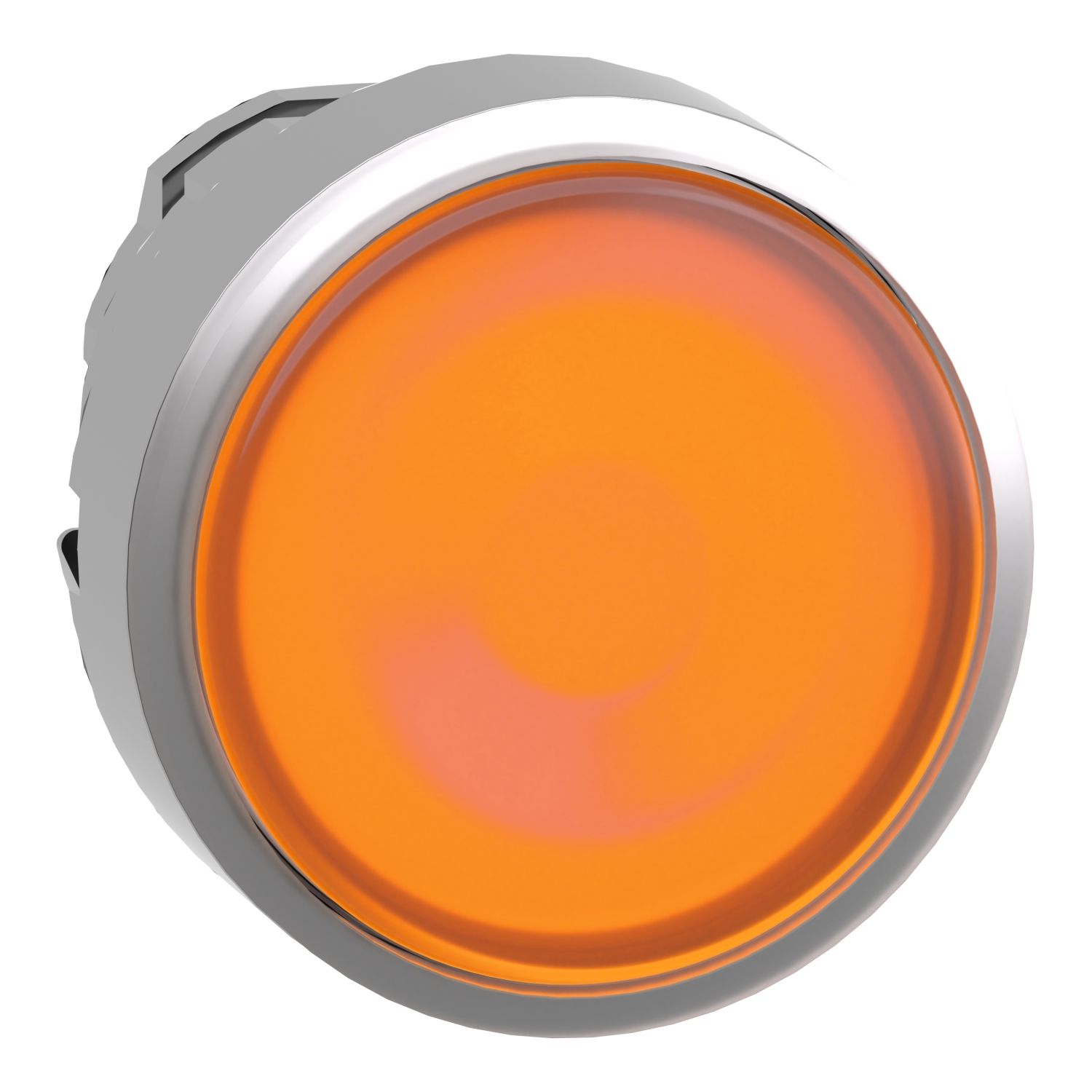 Picture of Head for illuminated push button, Harmony XB4, metal, orange flush, 22mm, universal LED, push push, unmarked
