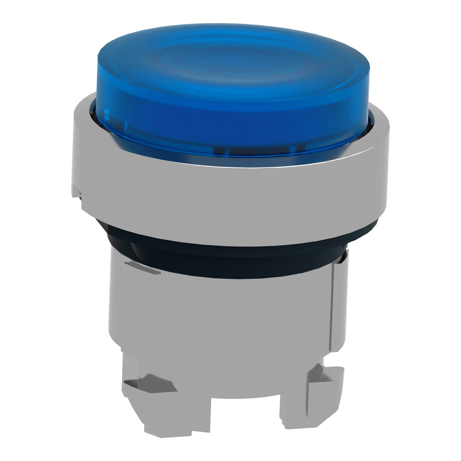 Picture of Head for illuminated push button, Harmony XB4, metal, blue projecting, 22mm, push push, universal LED, unmarked