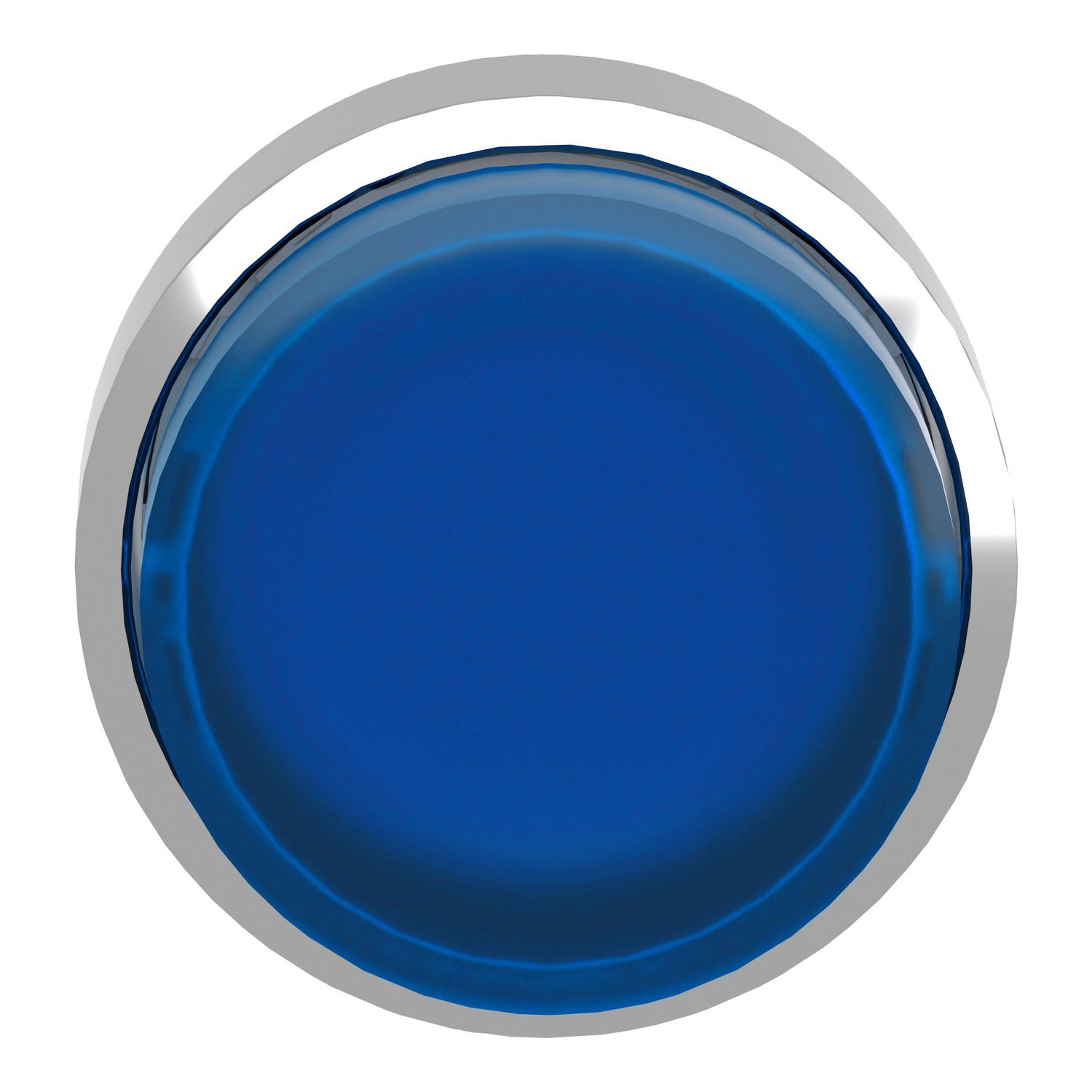 Picture of Head for illuminated push button, Harmony XB4, metal, blue projecting, 22mm, push push, universal LED, unmarked