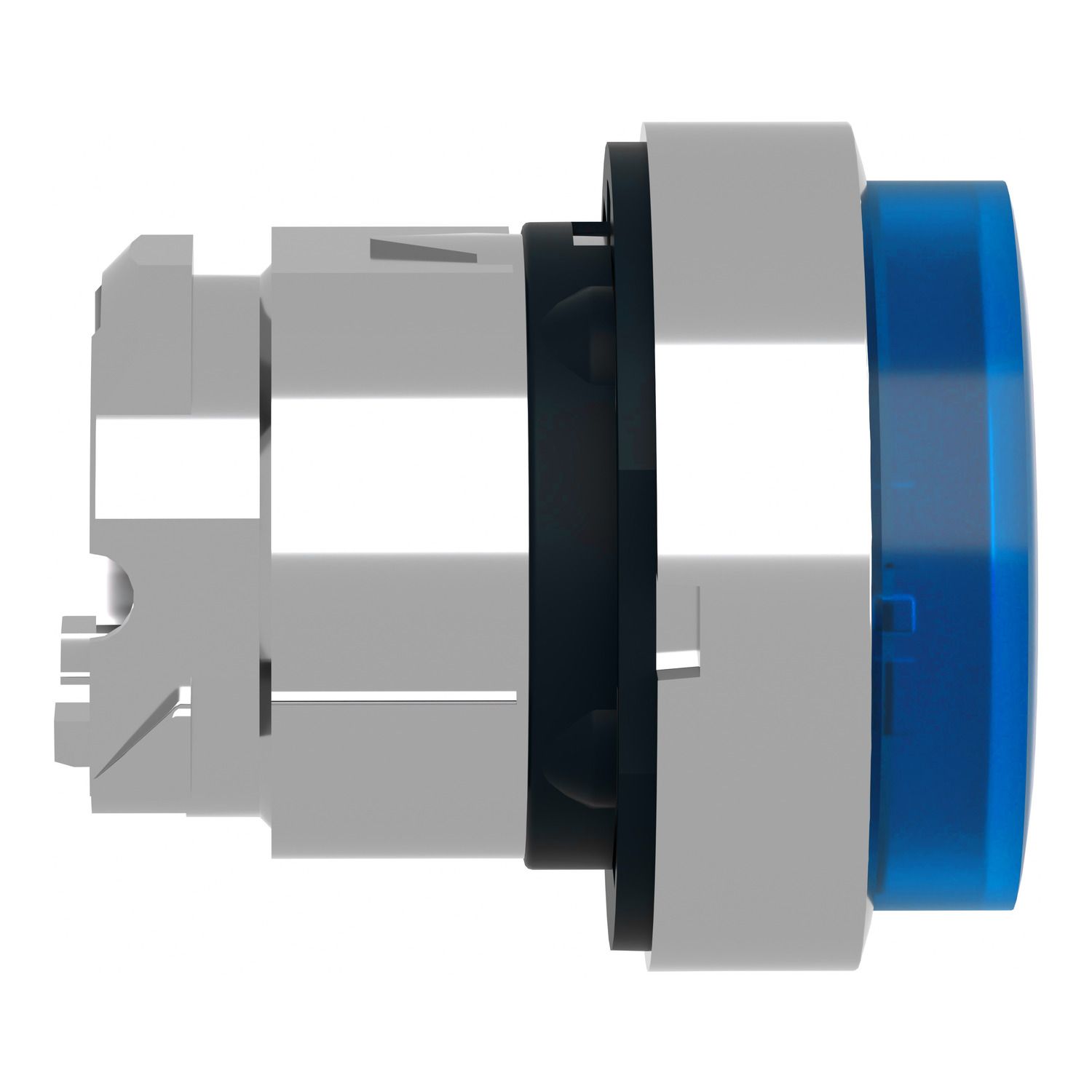 Picture of Head for illuminated push button, Harmony XB4, metal, blue projecting, 22mm, push push, universal LED, unmarked