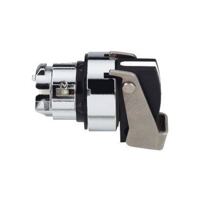 Picture of Selector switch head, Harmony XB4, metal, black, 22mm, long handle, 2 positions, stay put, padlockable on the left or on the right